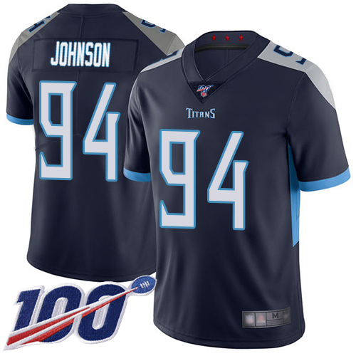 Tennessee Titans Limited Navy Blue Men Austin Johnson Home Jersey NFL Football #94 100th Season Vapor Untouchable